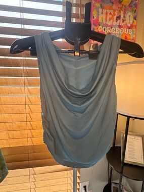 Women's Sleeveless Draped Tank Top - Slate Blue